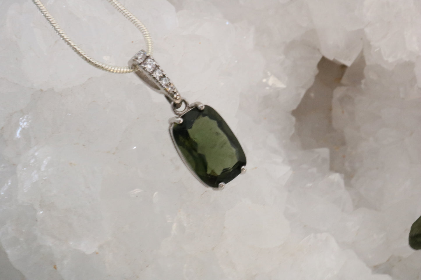 FACETED MOLDAVITE PENDANT