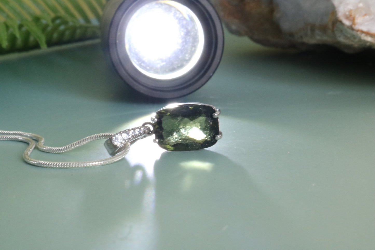 FACETED MOLDAVITE PENDANT