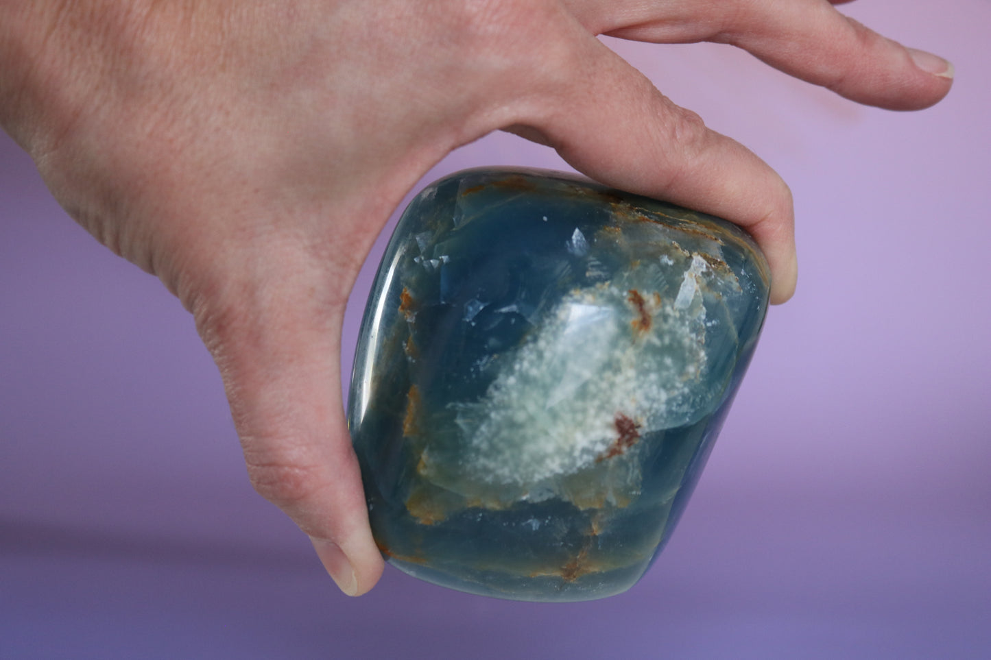 Aqua Lemurian Calcite - Blue Onyx Blob, polished free form