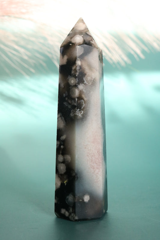 BLACK FLOWER AGATE TOWER 9 - PISCES OASIS COLLECTION