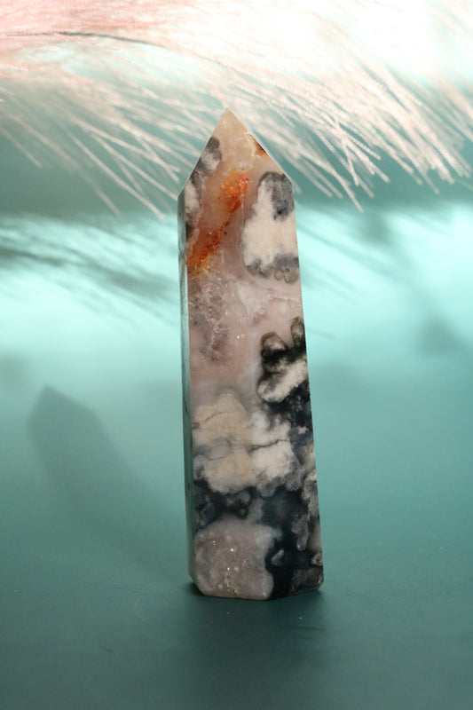 BLACK FLOWER AGATE TOWER 2 - PISCES OASIS COLLECTION