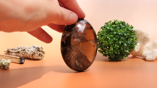 Smoky Quartz Palm Stone Grade A Lens