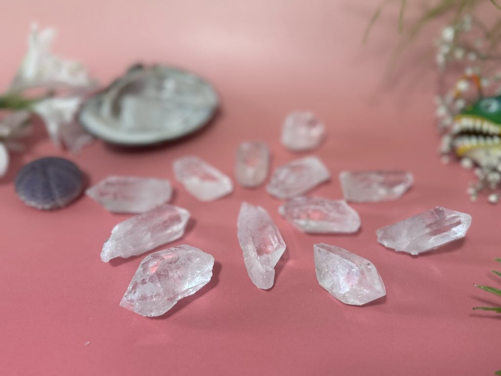 Clear Quartz crystal points, rock crystal peaks
