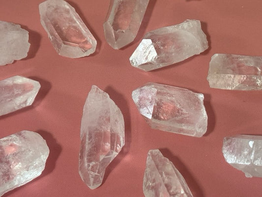 Clear Quartz crystal points, rock crystal peaks