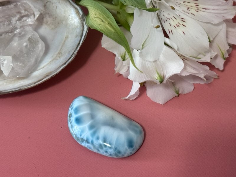 Larimar polished cab, large grade A larimar from the Dominican Republic