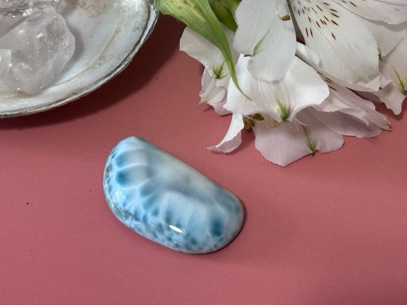 Larimar polished cab, large grade A larimar from the Dominican Republic