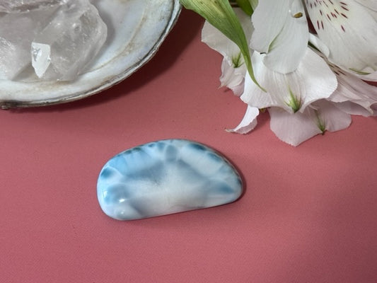Larimar polished cab, large grade A larimar from the Dominican Republic