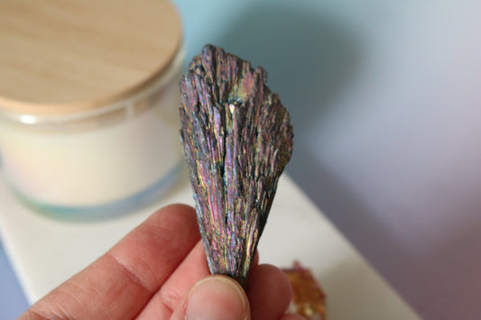 Rainbow Aura Kyanite blade
