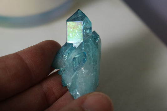 Aqua Aura Quartz mini peak, quartz cluster