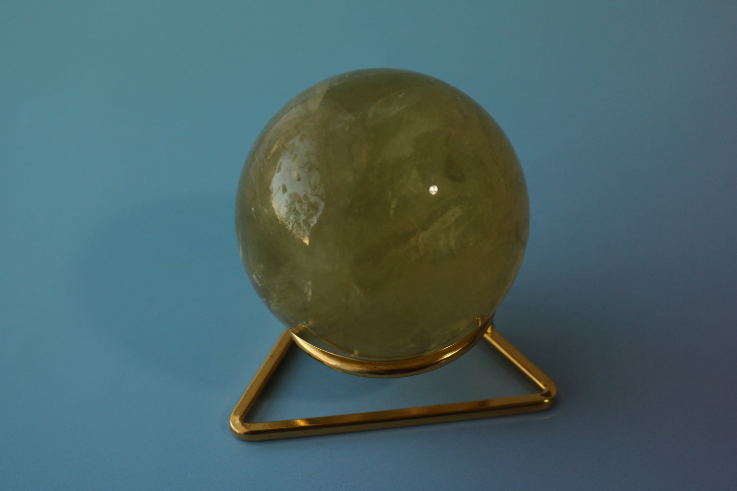 Lemon Quartz Sphere, medium sized quartz sphere, yellow, rainbows