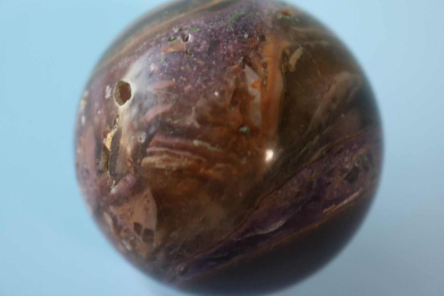 Jupiter Fluorite Sphere, opalized fluorite, yellow fluorite, rainbow fluorite