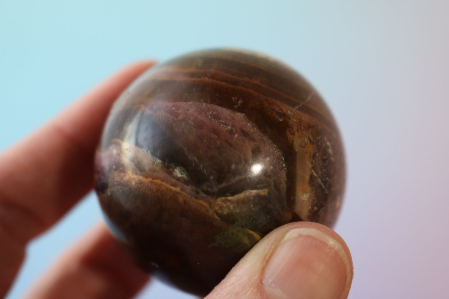 Jupiter Fluorite Sphere, opalized fluorite, yellow fluorite, rainbow fluorite