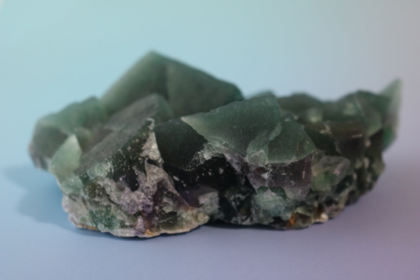 Green Cubic Fluorite, large cluster, purple fluorite banding