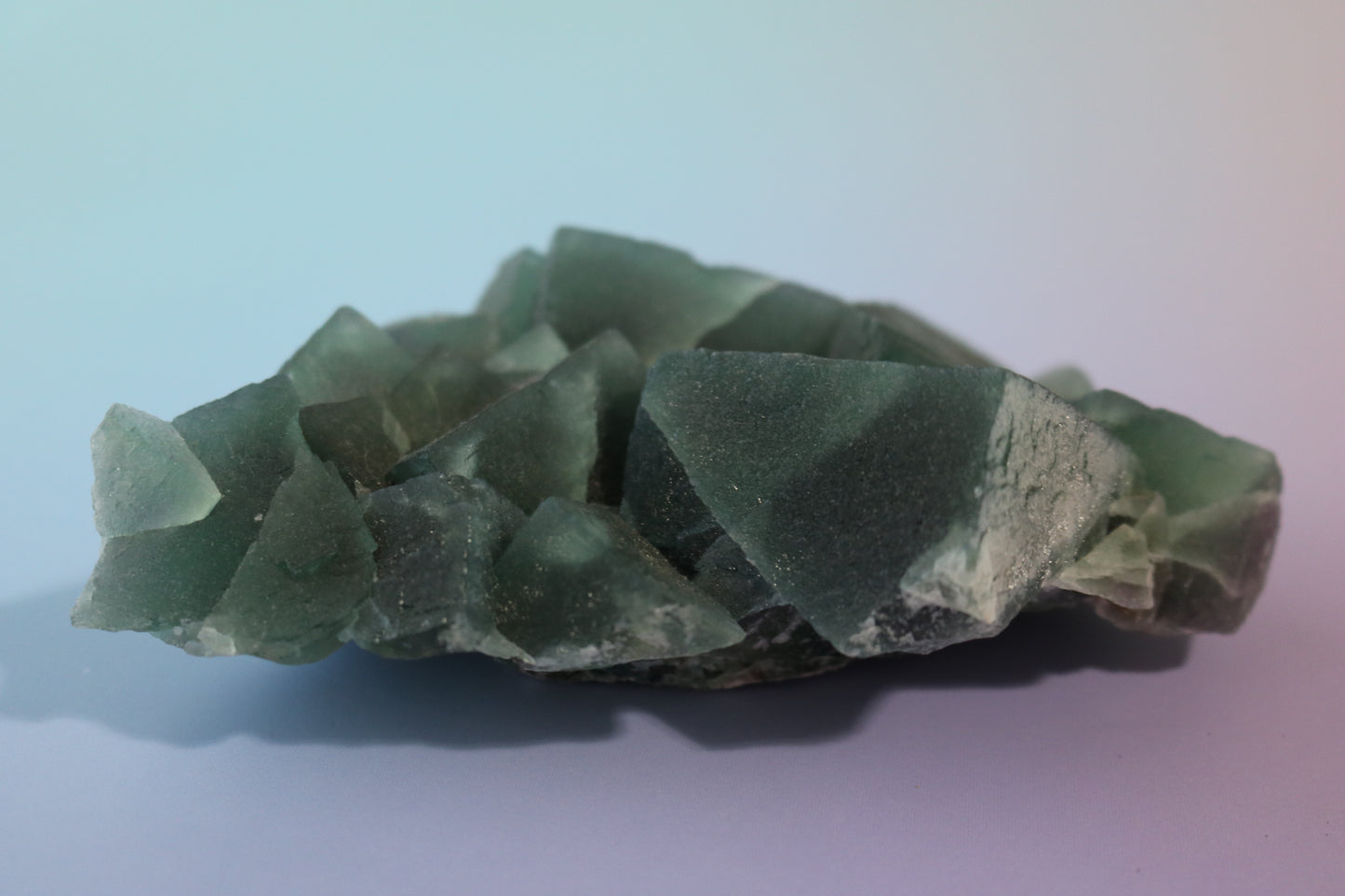 Green Cubic Fluorite, large cluster, purple fluorite banding
