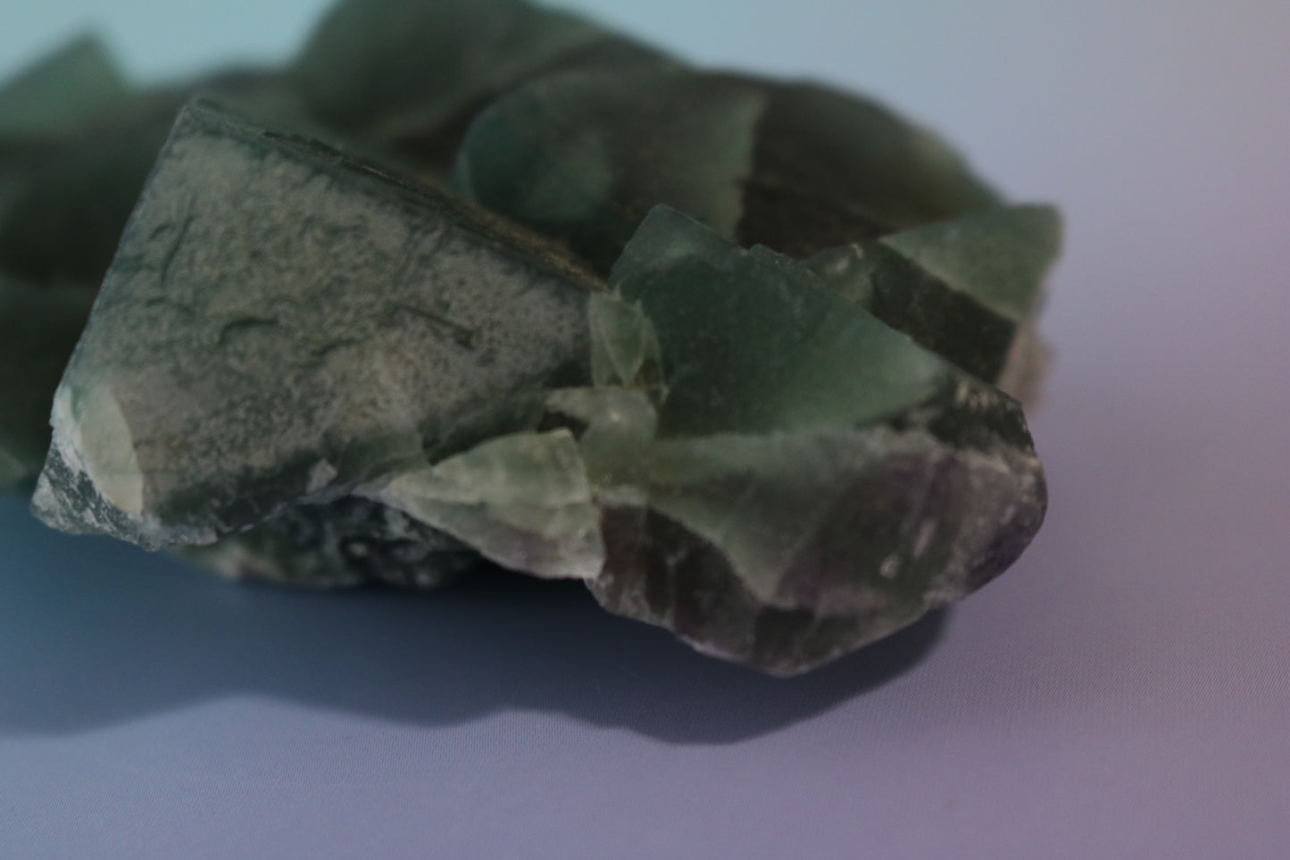 Green Cubic Fluorite, large cluster, purple fluorite banding