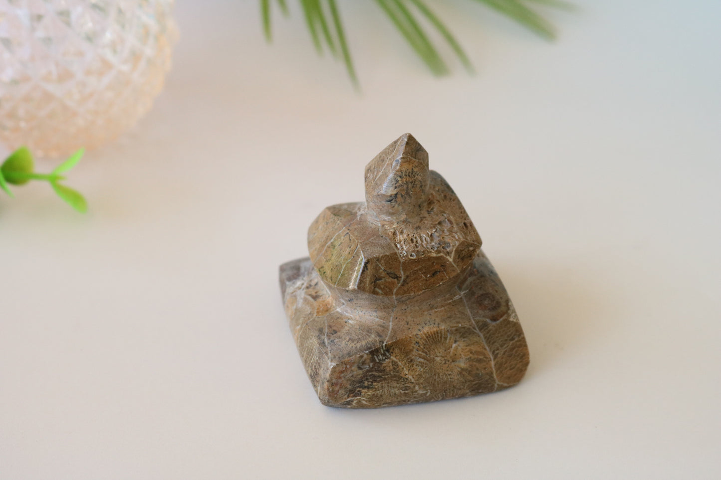 FOSSILIZED CORAL, POOP EMOJI CARVING CRYSTAL