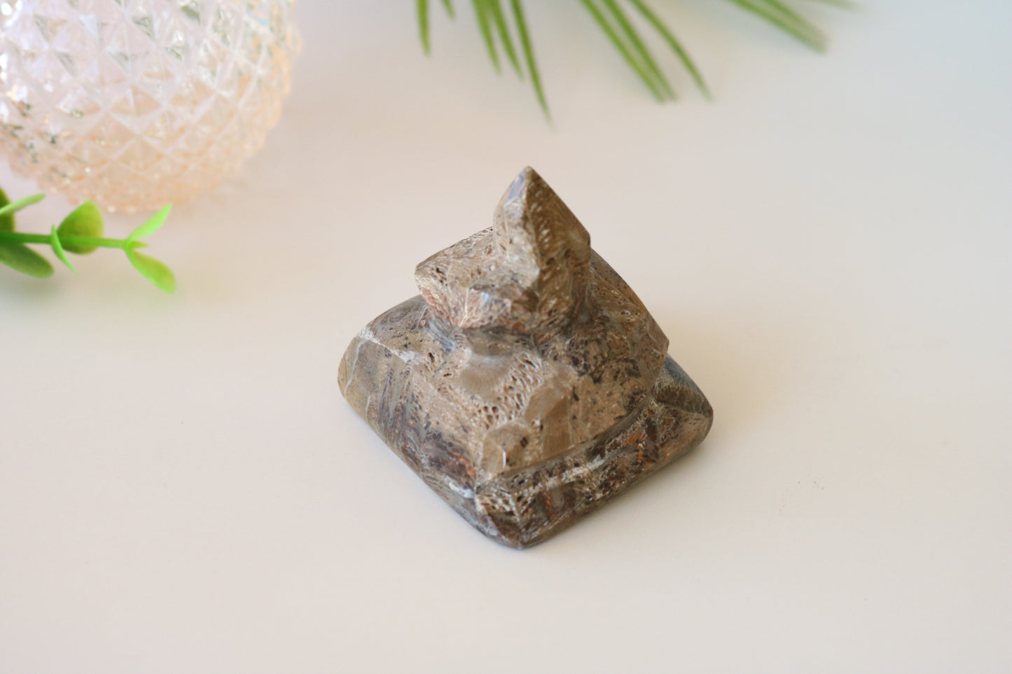FOSSILIZED CORAL, POOP EMOJI CARVING CRYSTAL