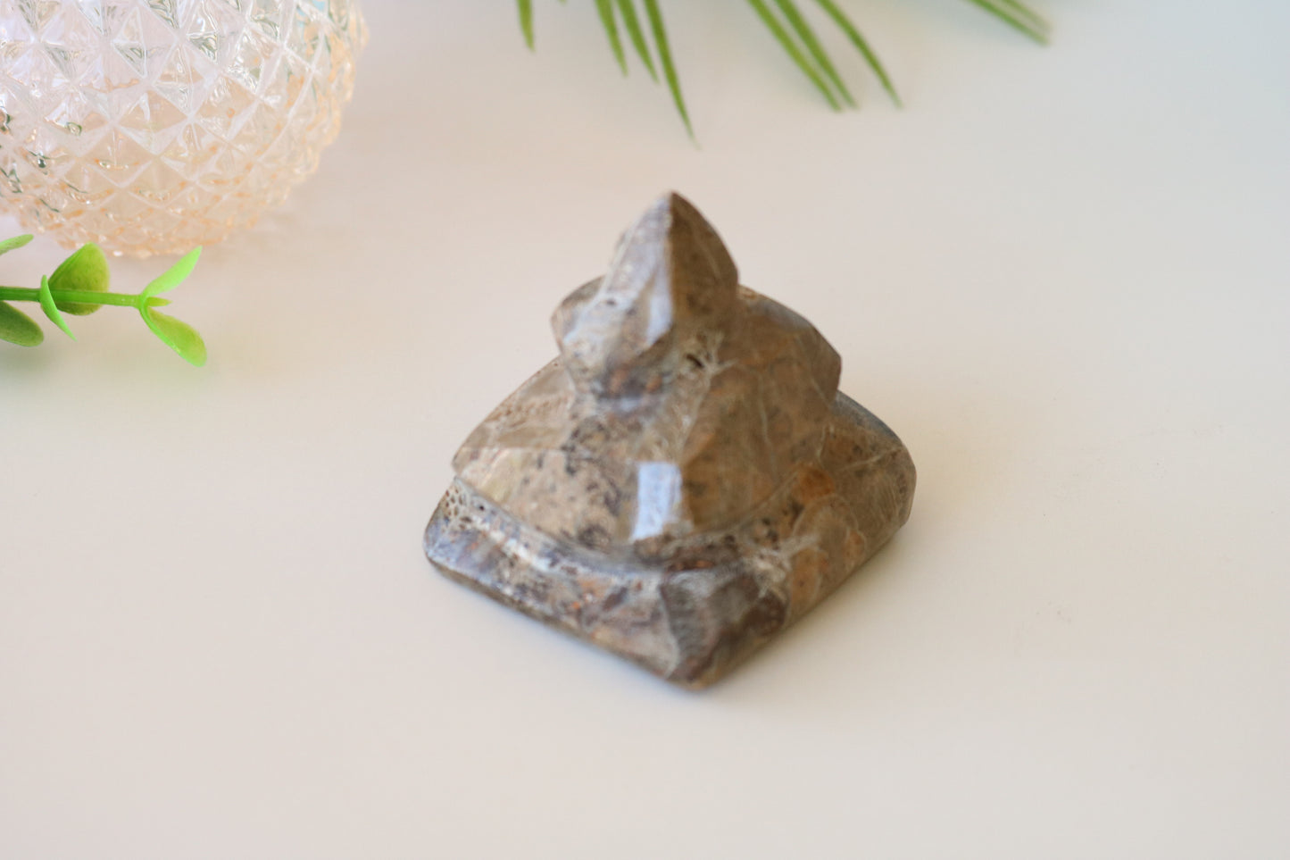 FOSSILIZED CORAL, POOP EMOJI CARVING CRYSTAL