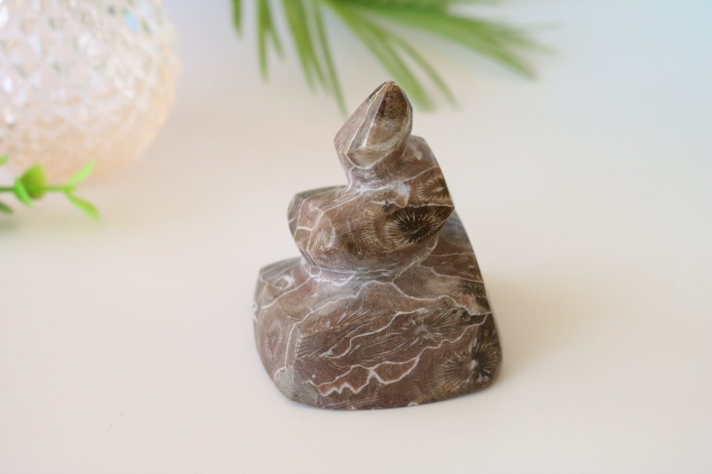 FOSSILIZED CORAL, POOP EMOJI CARVING CRYSTAL XL