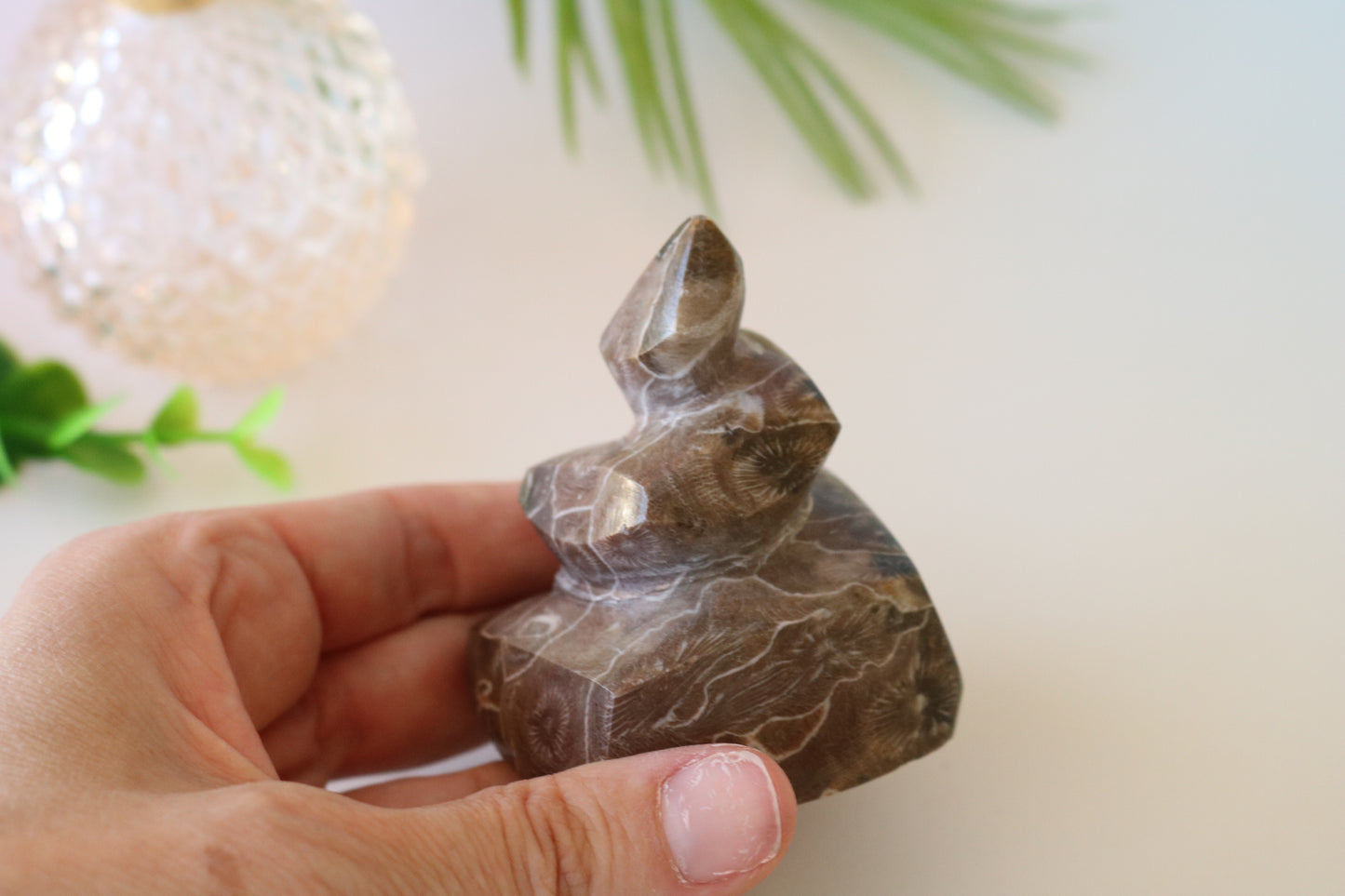 FOSSILIZED CORAL, POOP EMOJI CARVING CRYSTAL XL