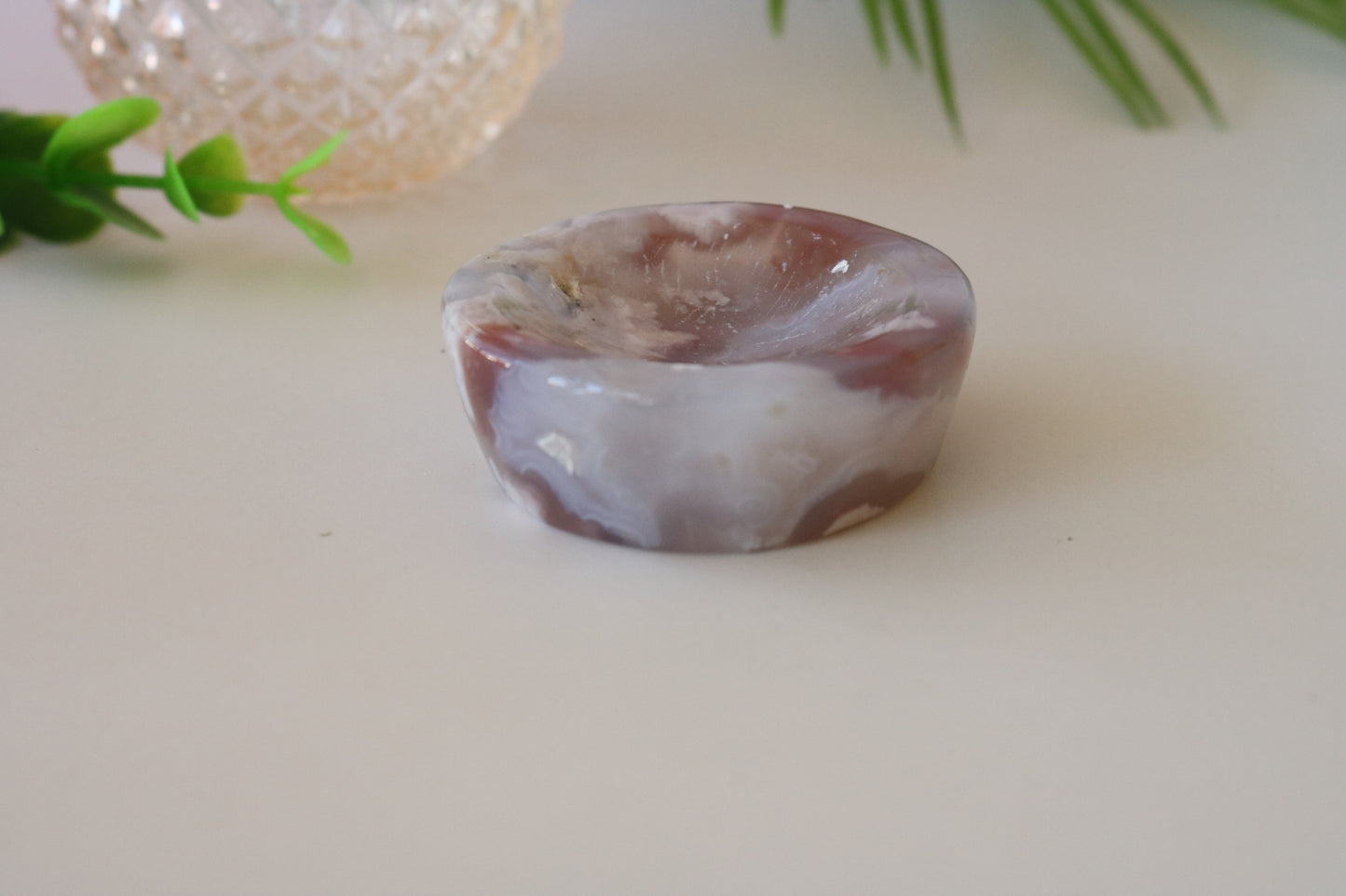 FLOWER AGATE MINI DISH, SPHERE STAND