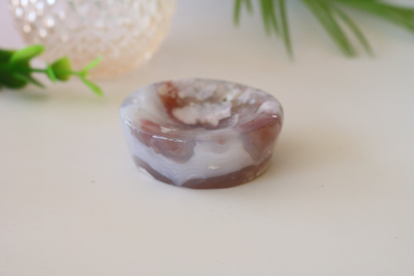 FLOWER AGATE MINI DISH, SPHERE STAND