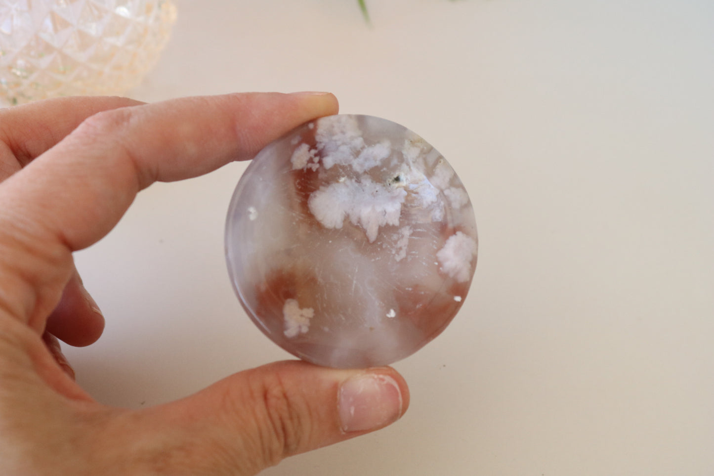 FLOWER AGATE MINI DISH, SPHERE STAND