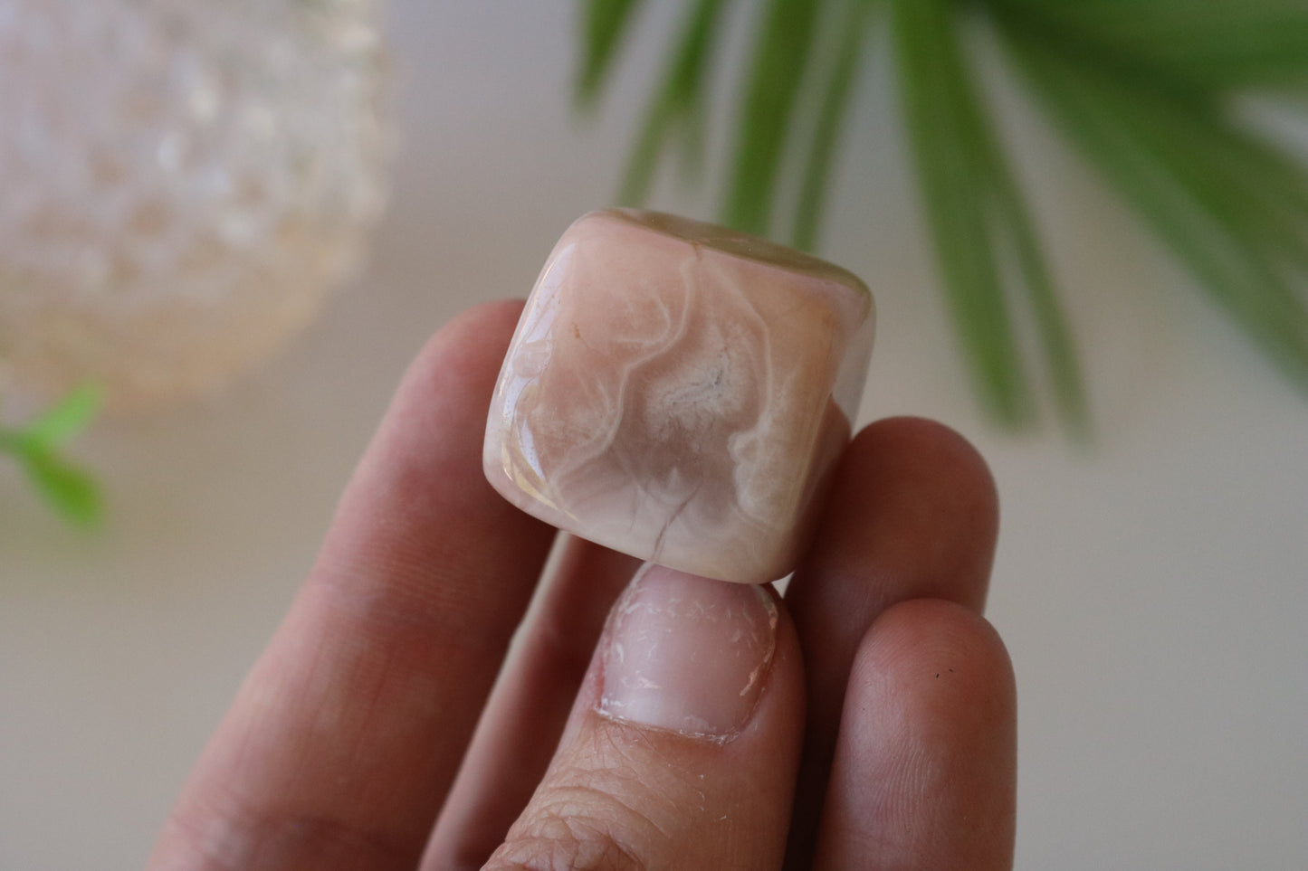 FLOWER AGATE SUGAR CUBE, POLISHED STONE