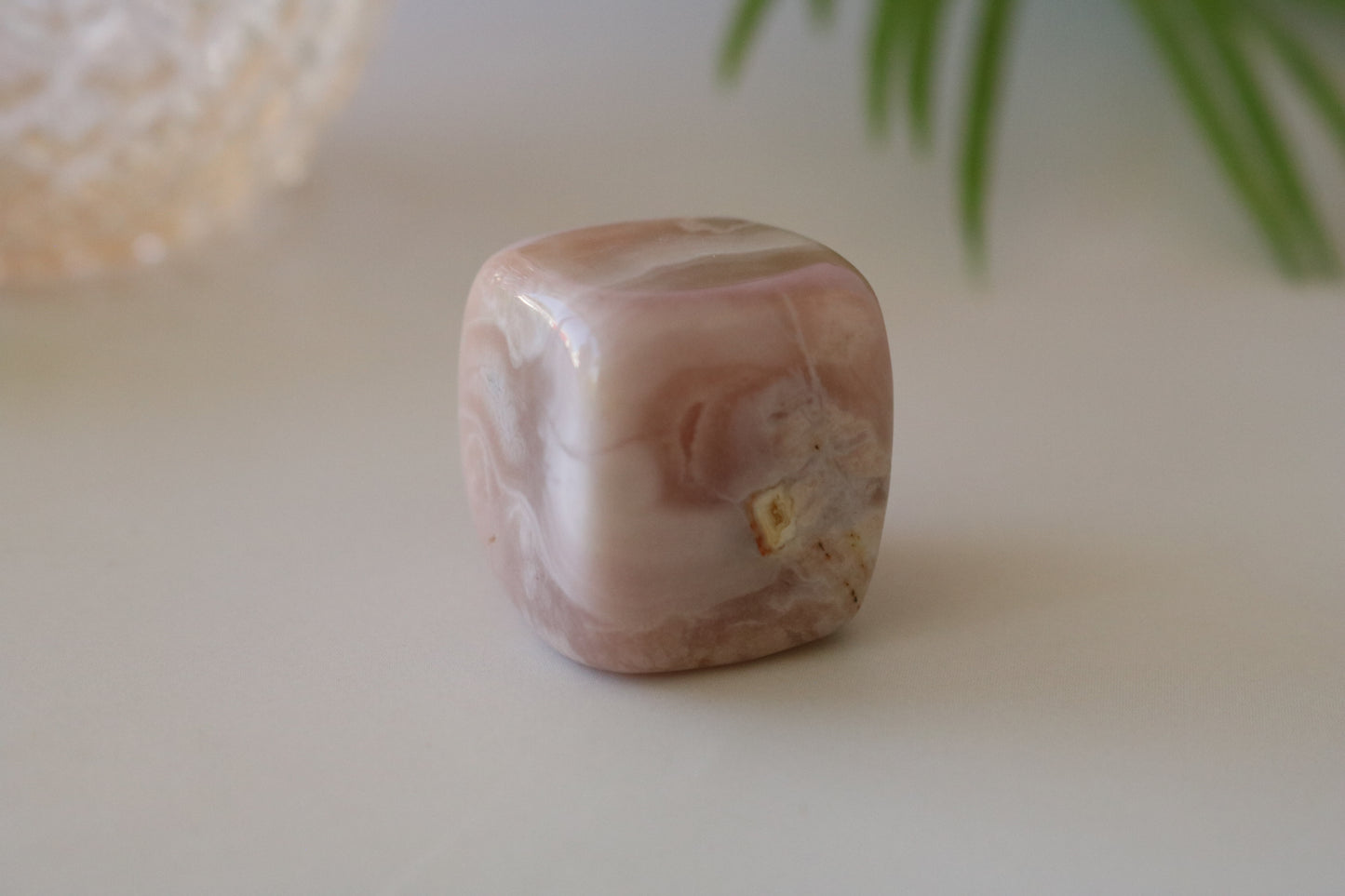 FLOWER AGATE SUGAR CUBE, POLISHED STONE