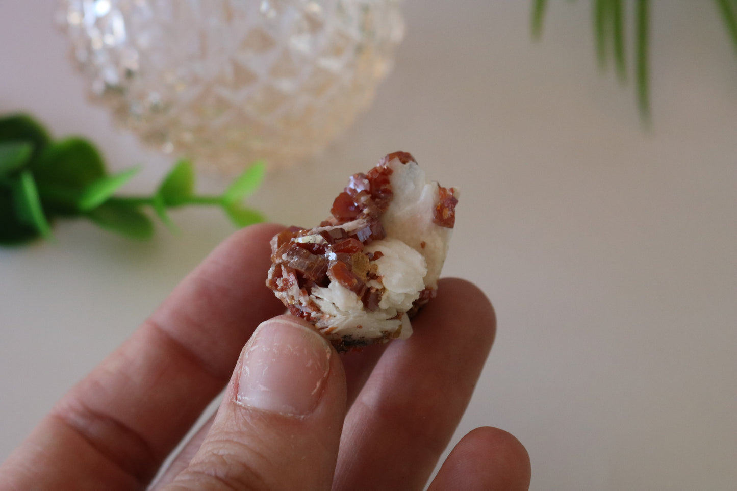 VANADINITE ON BARYTE, MINI CLUSTER CRYSTAL