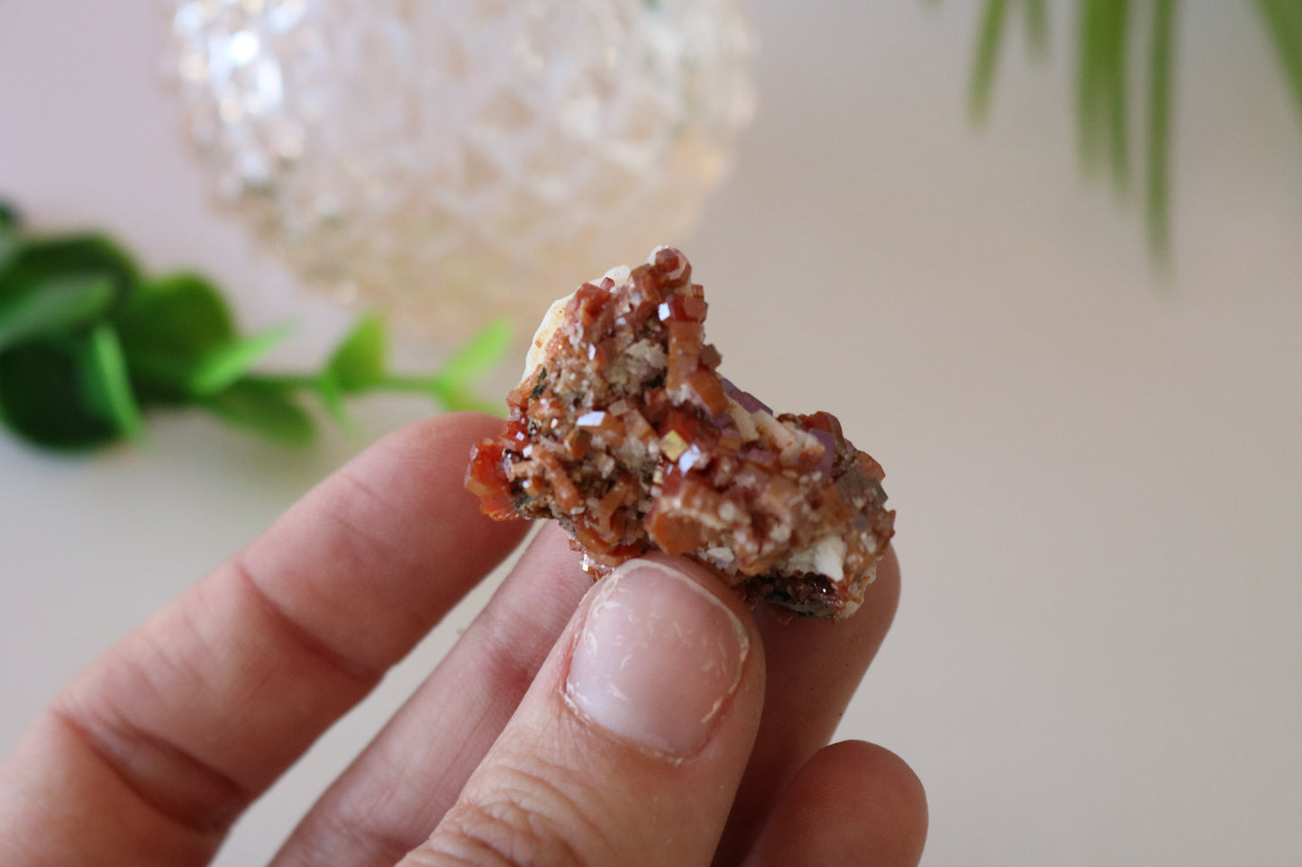 VANADINITE ON BARYTE, MINI CLUSTER CRYSTAL